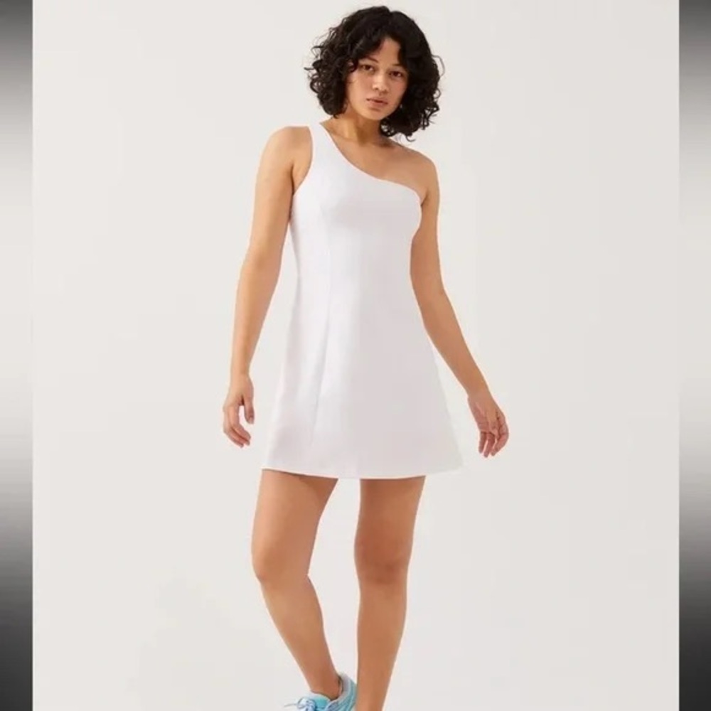 New Outdoor Voices White Workout Exercise One Shoulder Mini Dress Size XL - Picture 2 of 6